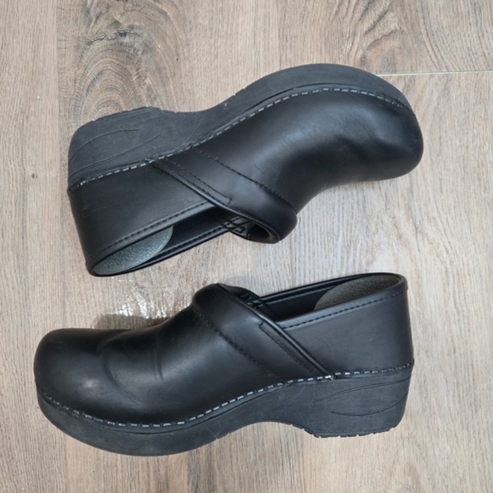Dansko XP 2.0 Slip On Work Loafers Black Leather Platform Clog Dress Shoes